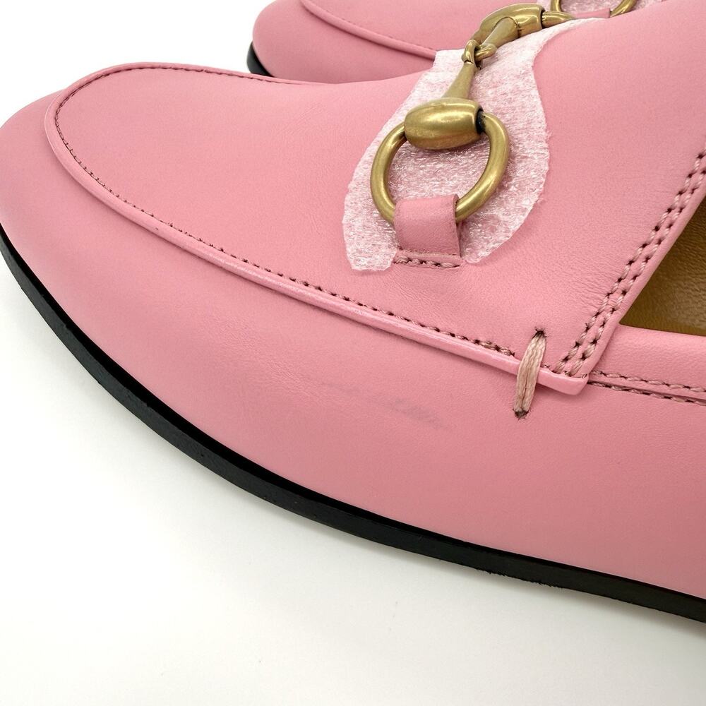NIB Gucci Jordaan EU 37 US 7 Butterfly Pink Leather Gold Horsebit Flat Loafer - Picture 15 of 15